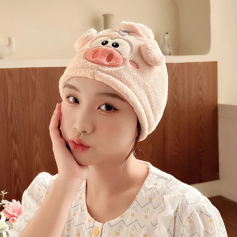 Cute Japanese Style Cartoon Coral Fleece Hair Drying Wrap for Women – Super Absorbent Quick-Dry Bath Turban, Soft Fluffy Towel Cap for Shower and Skincare, Fast-Drying Head Towel for Daily Use